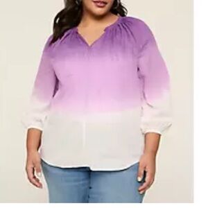 Lane Bryant size 14/16 Lavender-to-White Ombre Peasant Blouse